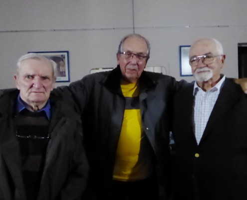 Los autores Pablo Buj y Angel Contela con Aquilino González Podestá, presidente de la Junta de Estudios Históricos.