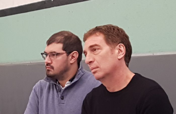 Diego Santilli acompañado por Hipóito Forno, presidente de a Junta Comunal 6.