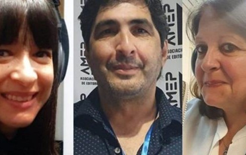Elizabeth Machado (secretaria), Mario Bruno (presidente) y Marina Bussio (Vicepresidente)